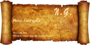 Neu Gergő névjegykártya